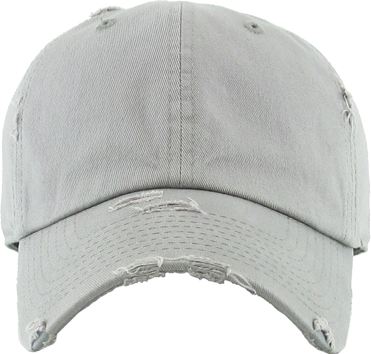 Light Gray Distressed Vintage Baseball Cap Front View
